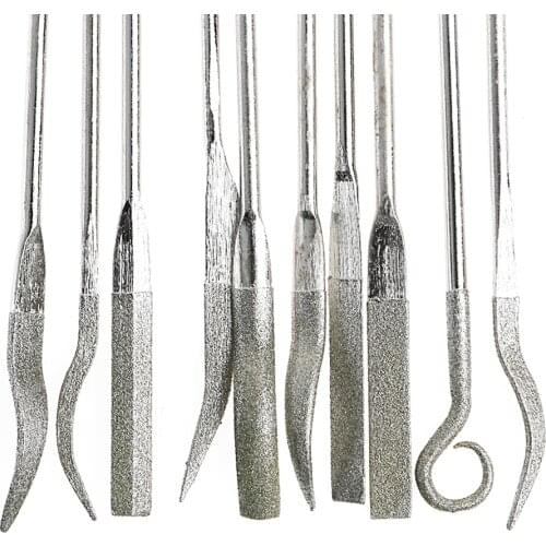 10Pcs/Set Diamond Coated Riffler Files Mechanical Watch Jewelry Files Tools Set