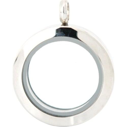 25mm round 10pcs plain magnet stainless steel Memory living glass locket pendant , glass locket floating charms for Women