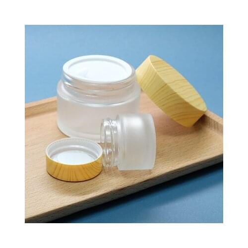 100pcs 1oz 30g 50g 50ml Cosmetic Package Environmental Bamboo Lid Frosted Glass Bottle Face Cream Jars Empty
