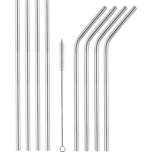 100 pcs 21.5 cm Stainless Steel Drinking Straws Straight and Bent Tea Coffee Tools Wedding Party Drinking Accessories