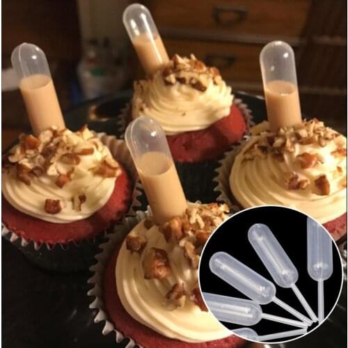 100Pcs Ice Cream Jelly Milkshake Droppers Straw Dropper Cake Disposable Straw Injector For Cupcake Dessert Baking Tools Heart