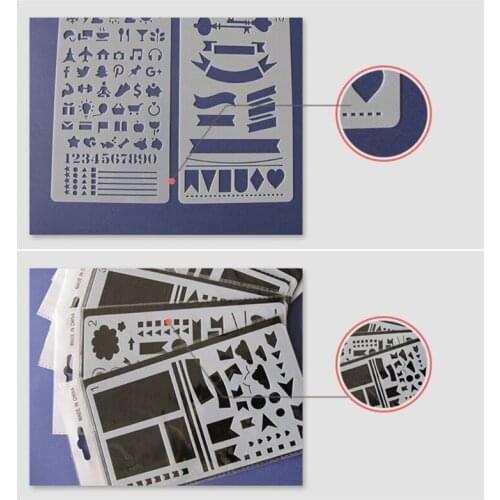 20 Pcs Bullet Diary Journal Stencils Set Drawing Template Ruler DIY Painting Template Geometric Hollow Out Scrapbooking 24BB