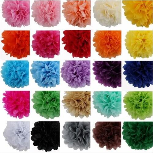 30Pcs/lot 4" 6" 8"(10CM 15CM 20CM) Mix Color Tissue Paper Pom Poms Artificial Flowers For Wedding Car Supplies Home Decoration