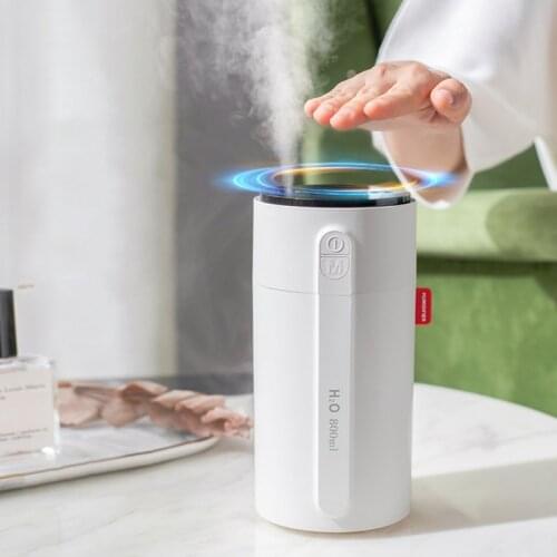 800ml Dual Nozzle Air Humidifier USB Aroma Diffuser with Silent Night Light Induction Sprayer for Home Office D0AB