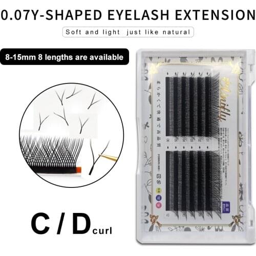 AINIFLY YY Shape False lashes 0.07C/D Curling Individual Eyelashes Cross Blooms Easily Y Lashes 8-12mm False Eyelashes Extension
