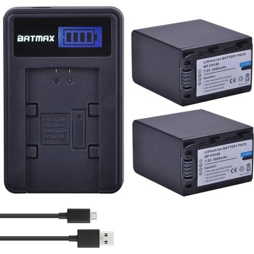 2pc 4500mAh NP-FH100 NP FH100 Battery+LCD USB Charger for sony NP-FH30 NP-FH100 NP-FH50 HDR-CX12E,HDR-CX7E,HDR-SR10E,HDR-SR12E