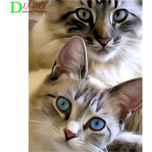 NEW Full Square Diamond Painting Cat 5D Diy Diamond Embroidery Animal Mosaic Picture Of Rhinestone Home Decoration Girl Hobby