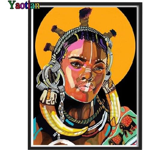 African Tribal Woman Diy Diamond Painting Mosaic Full Square/Round Drill cross stitch Puzzle Picture Embroidery 5D Home Decor