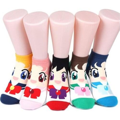 Sailor moon 6 Paar Comfort Sneaker Socken Damensocken 6pairs(6color)=1pack New Arriving Hot Sale Stockings