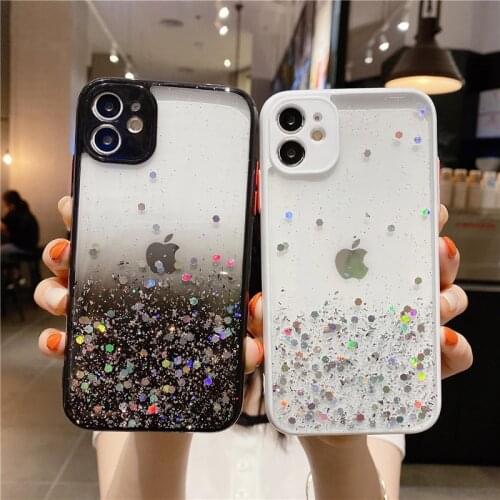 Bling Glitter Star Soft Clear Case For iPhone 12 Mini 11 Pro Max XS XR 6s 7 8 Plus SE Shockproof Transparent Sequins Phone Cover