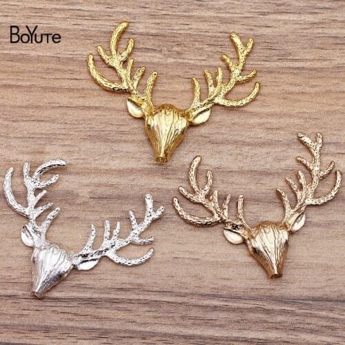 BoYuTe Wholesale (10 Pieces/Lot) Metal Alloy 56*48MM Reindeer Head Materials Diy Hand Made Jewelry Accessories