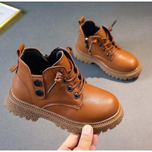Brand Retro Children Boots Fashion Rivet Martin Boots TPR Kids Shoes Casual School Single Boots PU Leather Ankle Boot Size 26-36