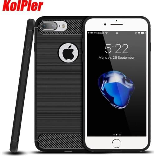 KOLPLER Case for iPhone 7 Plus Luxury Hybrid Slim Armor Carbon Fiber Texture Brushed Silicone Bumper Cover for iPhone 7 7P Capa