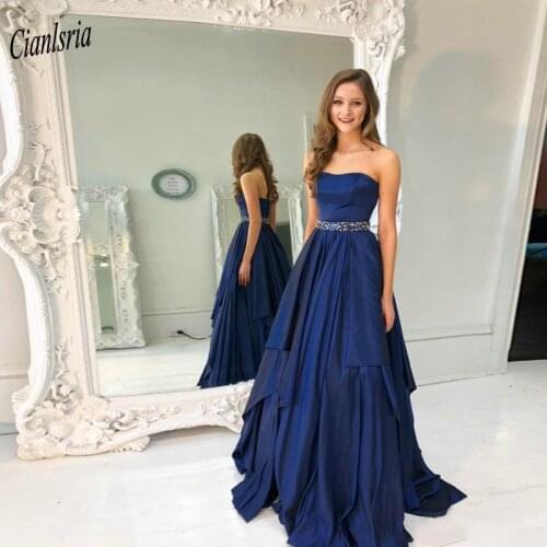 Royal Blue Elegant Sweetheart Sleeveless Long Evening Dress With Crystal Sashes Draped Formal Evening Party Dresses