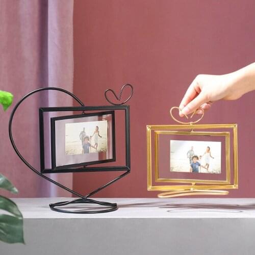 European simple and creative iron geometric glass metal stereo photo frame home Desktop Photo Gallery decoration