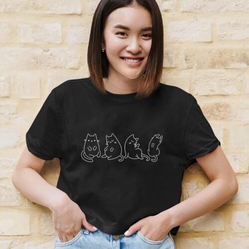 Cute Four Cats T-shirt Funny Cat Mom Gift Tshirt Tops