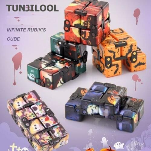 Halloween Infinite Cube Christmas Fingertip Cube Unlimited Flip Folding Fidget Cube Desktop Pressure Reduction Toy