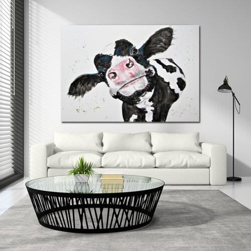 Modern Animal Art Watercolor Cow Canvas Paintings Posters and Prints Wall Art Picture for Living Room Home Decoration