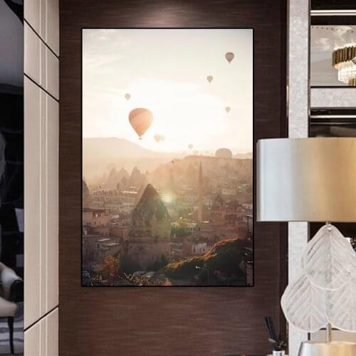 Hot Air Balloon Landscape Canvas Painting for Living Room Wall Art Posters Prints Modern Bedroom Home Decoration Pictures