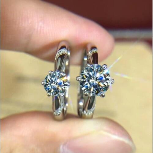Classic 925 Sterling Silver moissanite Ring 0.5ct1ct 2ct 3ct Round Brilliant Cut Simple Engagement Anniversary Ring fine jewelry