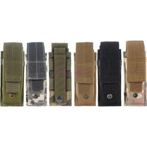 By dhl 200pcs hot Military Single Pistol Magazine Pouch Knife Flashlight Sheath Airsoft Hunting Ammo Camo Molle Pouch Bags