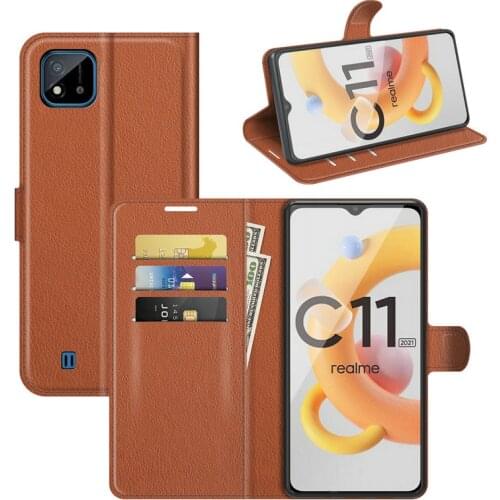 Flip Leather Cover for Realme C11 2021 RMX3231 C11 RMX2185 Wallet Phone Case with Stand