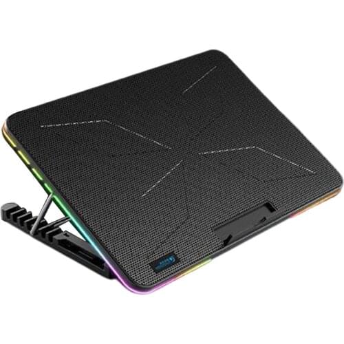 Coolcold RGB Gaming Laptop Cooler 12-17 Inch Six Fan Cooling Bracket With Led Screen Notebook Cool Stand Two USB Ports