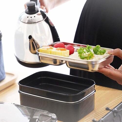 Japanese Kids Adult Lunch Box Double Layer Water Injection Heating 304 Stainless Steel Student Bento Box Lunchbox Food Container