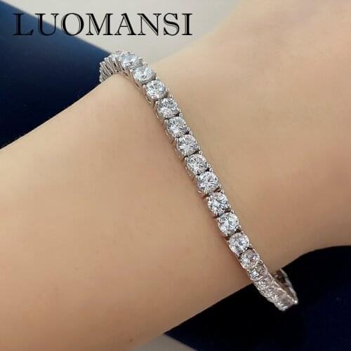 Luomansi Fine Jewelry Nurture Moissanite Bracelet luxury 3*3MM Super Bright Wedding Gift for Friends 100% 925 Silver Wholesale