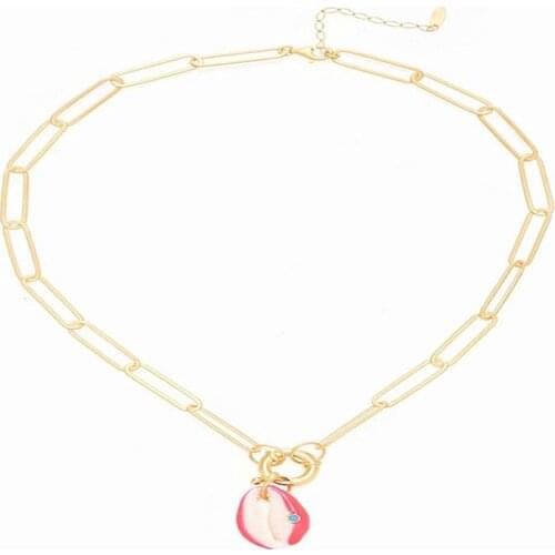 Fashion link chain jewelry stainless steel necklace bohemian baroque pink shell pendant necklace spring MATERA NECKLACE 2019 new