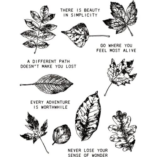 2021 New Maple Leaf Sentiment Words Clear Stamps and Leaves Scrapbooking For Crafts Greeting Card Making no Metal Cutting Dies