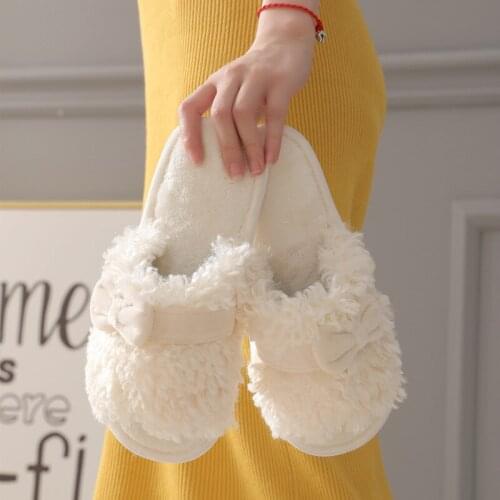 New Autumn Winter Cotton Slippers Fur Rabbit Home Warm Thick Bottom Indoor Cotton Shoes Cat Slippers Womens Slippers Cute Fluffy