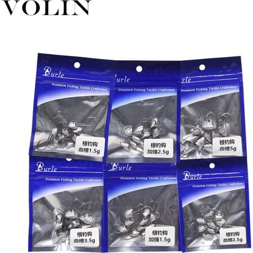 VOLIN 10pcs New Head Jigging Head Fishing Hooks 1.5g 2.5g 3.5g 5g Barbed Hook Worm Soft Lure Exposed Jig Fishing Hooks