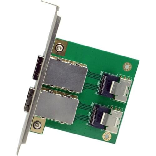 Jimier Dual Ports Mini SAS SFF-8088 to SAS 36Pin SFF-8087 PCBA Female Adapter with PCI Bracket