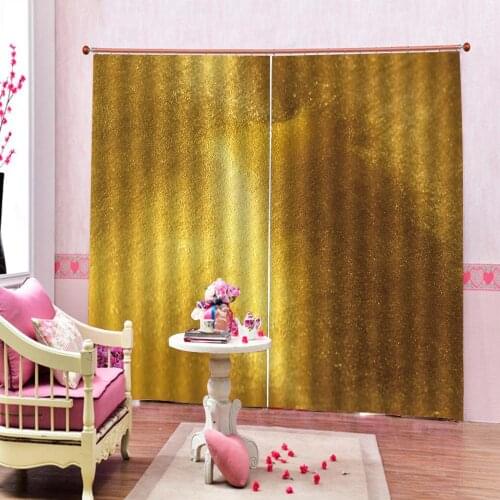 Moder Simple Yellow flash Large Window Curtain For Living room Bedroom Polyester Fabric Blackout Drapes (Left and Right Side)
