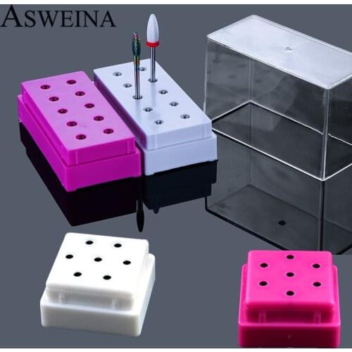 10/7 Slots Nail Drill Bit Holder Clear Storage Box For Electric Rotary Files Display Nail Accessorie Tools