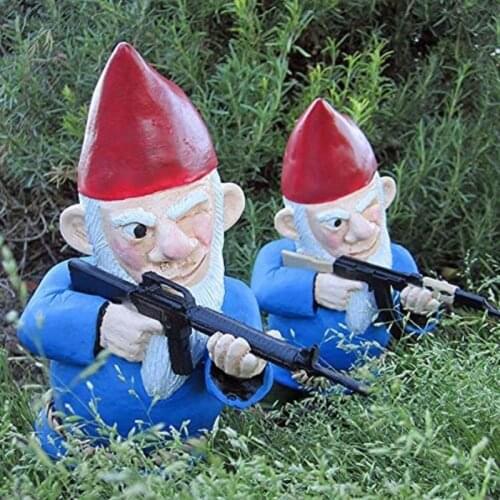 Garden Gnome Ornament Funny Sculpture Decor Cartoon War Dwarf Sculpture For Indoor Outdoor Home Creative Gift Garden Statue