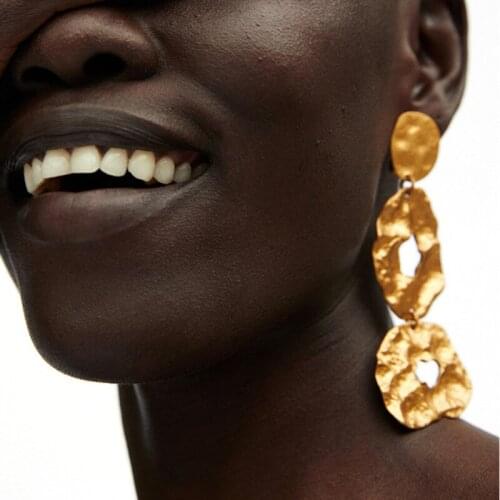 JERPVTE 2018 New Fashion Gold Metal Dangle Earrings For Women Alloy Statement Punk Jewelry Charm Vintage Trendy Earrings