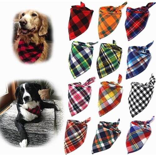 1PC Pet Scarf Dog Scarf Pet Bandana Dog Bandana Large Cotton Plaid WashableBow Ties Collar Pet Dog Cat Scarf Accessories