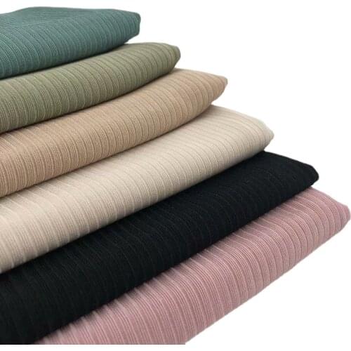 Wide 59" Summer Ice Silk Side 4-Way Stretch Rib Knit Fabric Spandex Rayon Material Pit Stripe Dress Wide Leg Pants Fabric