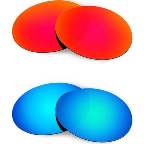 HKUCO For Romeo 1.0 Sunglasses Replacement Polarized Lenses 2 Pairs - Red & Blue