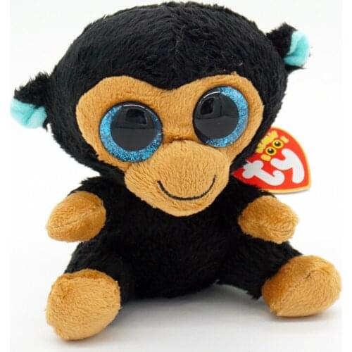 Ty Cute Animal Doll Black Monkey Soft Toy Blue Eyes Birthday Christmas Gift For Children Bedside Decoration 15CM