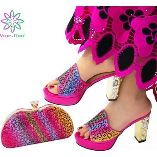 African Summer High Heels Slipper Shoe and Bag for Wedding Dress Italian Lady Shoes with Matching Bags New Style Women Pumps