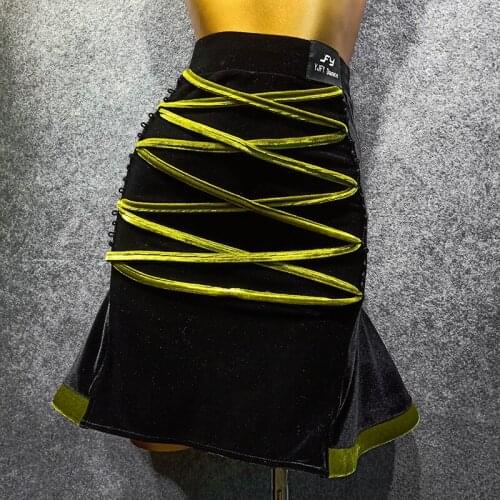New Latin Dance Skirt Women Velvet Skirt For Practice Female Adult Latin Dance Wear Performance Dance Outfit Party Dress VDB1332