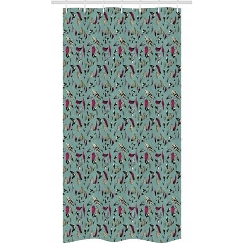 Floral Bloom Art Shower Curtain Set Gentle Spring Nature Buds Waterproof Fabric Narrow Bath Curtain Bathroom Decor with Hooks