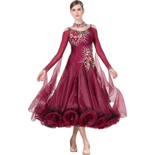 B-17206 ballroom dance dresses competition women wear, Custom plus modern ballroom long sleeves dance dress