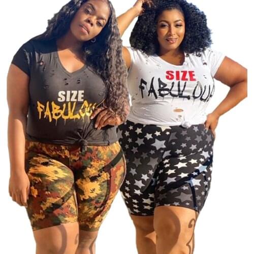 Summer Outfits Plus Size Women Clothing Two Piece Set Streetwear Tops and Shorts Loungewear Set Tracksuit Wholesale Dropshipping