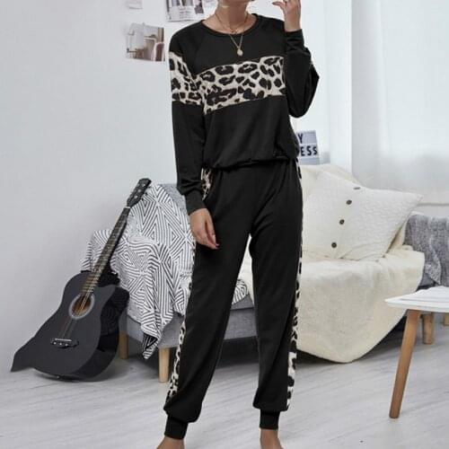 Women Elegant Leopard Sets for Women Hoodie Sweatshirts and Long Pant Fashion Two Piece Sets Ladies Sweatshirt Suits Pullovers