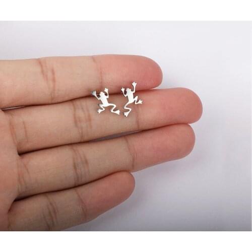 1Pair New Frog Stainless Steel Earrings Funny Customized Jewelry Earrings Studs Women Kids Girl Lucky Earring