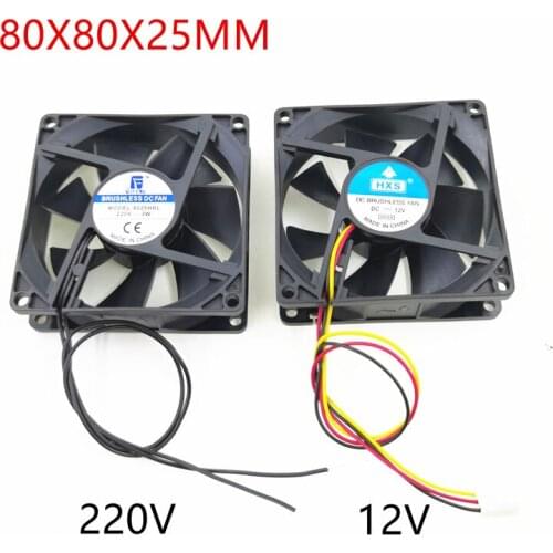 12V 220V 8cm PC Cooling Fan Portable Cooler Fan Ball Bearing 3 Pin 2Pin Connector
